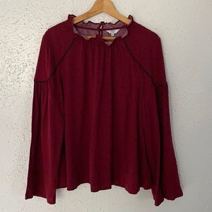 CROWN & IVY | blouse | top | ruffle neck | long sleeve | large